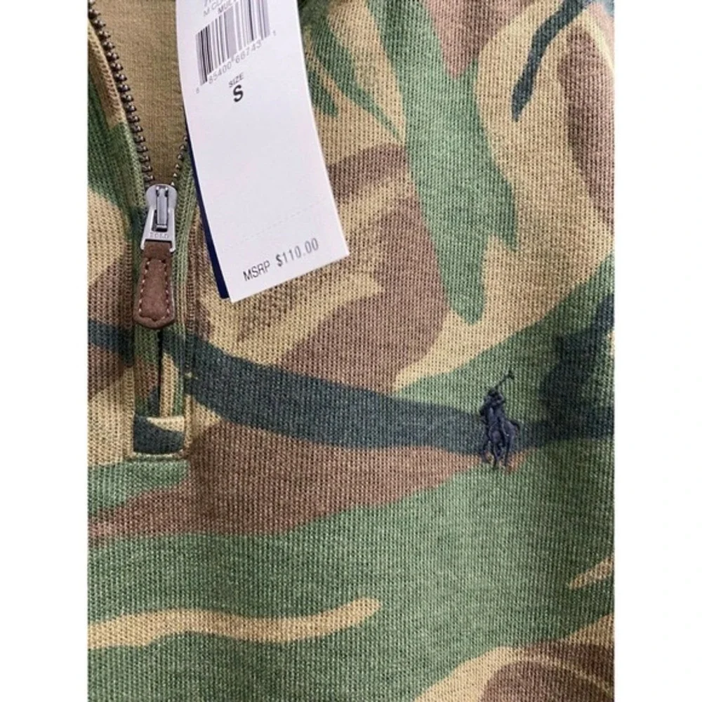 NEW Polo Ralph Lauren Men's Size S‎ Estate-Rib Quarter-Zip Pullover Camo Sweater